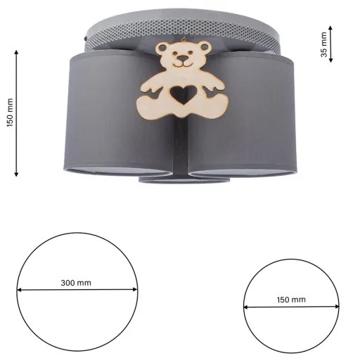Plafoniera per bambini BEAR 3xE27/60W/230V