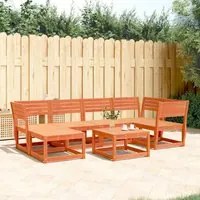 Set Divani da Giardino 6 pz Marrone Cera Legno Massello Pino 3217032