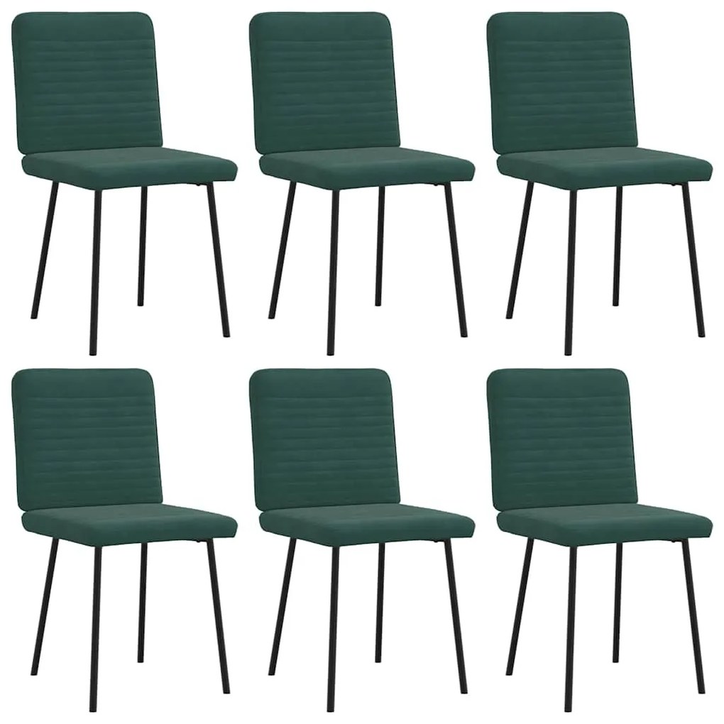 Sedie Da Pranzo 6 Pz Verde Scuro İn Velluto /