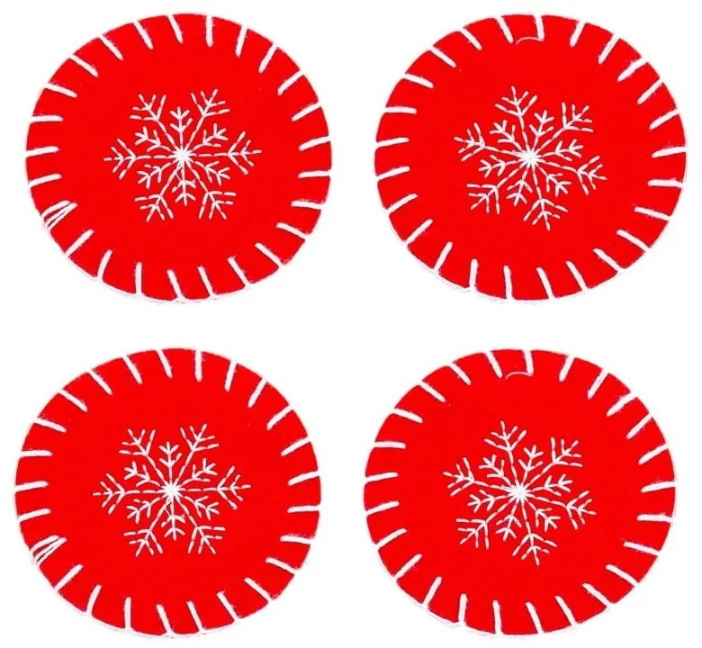 Sottobicchieri rossi con motivo natalizio in set di 4 pezzi - Casa Selección