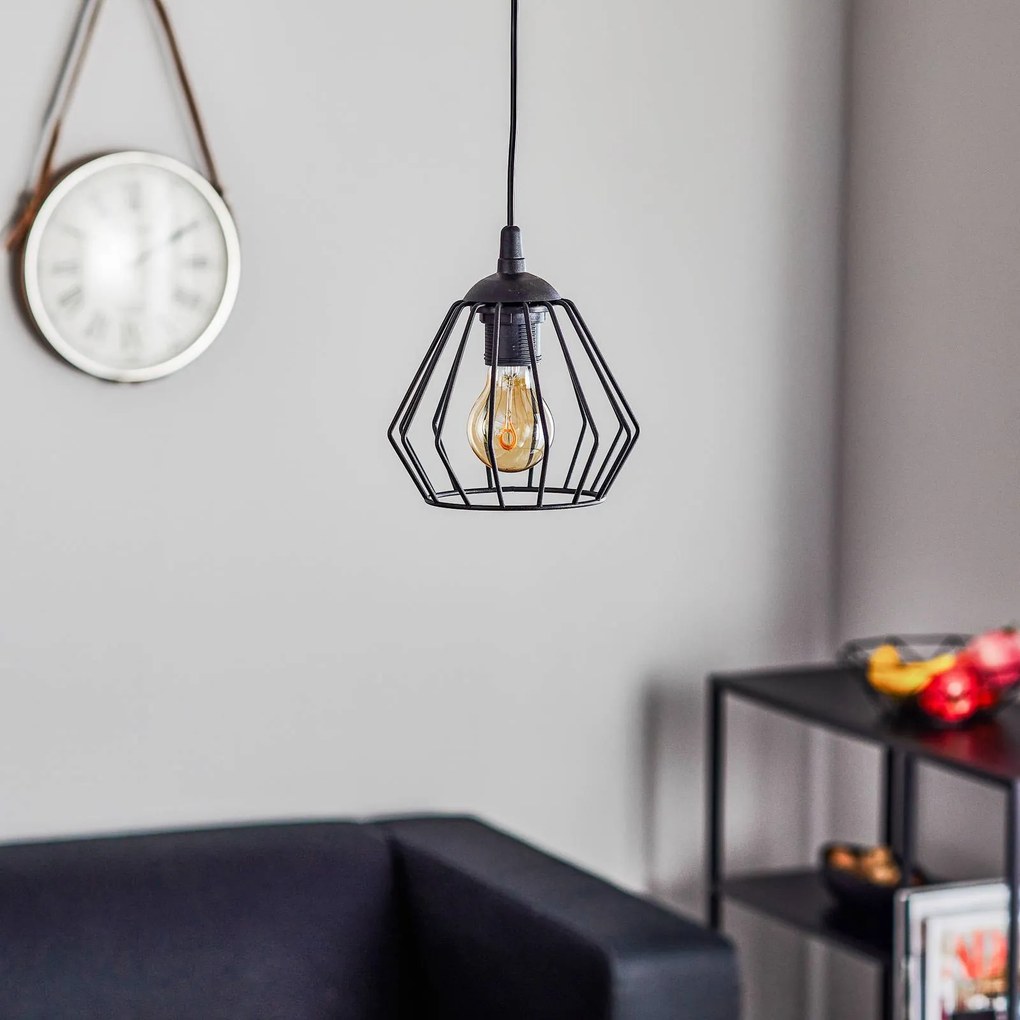 HELAM Lampada a sospensione Agat nera, 1 luce