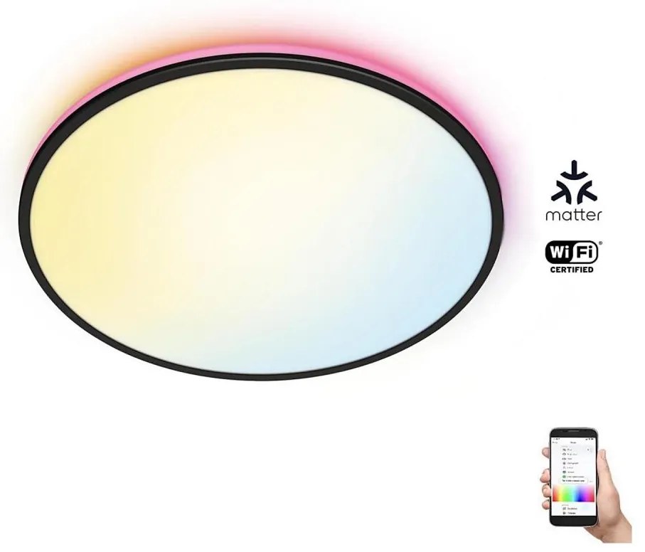 WiZ - LED RGBW Plafoniera dimmerabile RUNE LED/21W/230V Wi-Fi nero