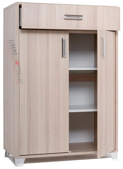 Mobile in legno con 2 ante e 1 cassetto 81x120h cm multiuso Rovere