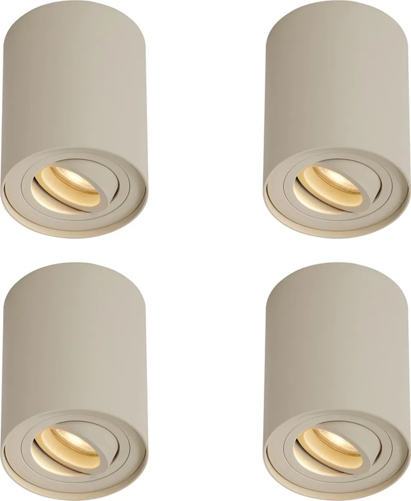Set di 4 Faretti a Plafone Moderni Beige GU10 50mm Orientabili e Inclinabili - Rondoo Up