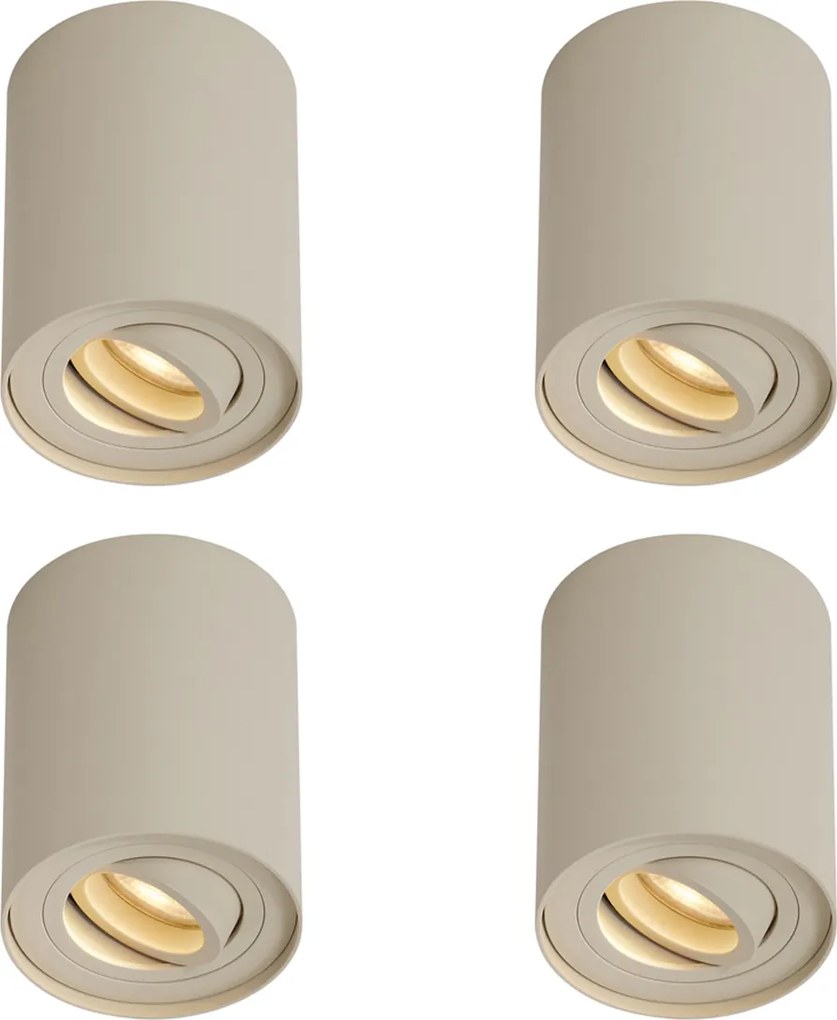 Set di 4 faretti moderni da superficie beige GU10 50mm ruotabili e inclinabili - Rondoo Up