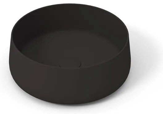 Lavabo da appoggio Wave OLYMPIA CERAMICA tondo 40cm in ceramica nero piletta opaco non inclusa