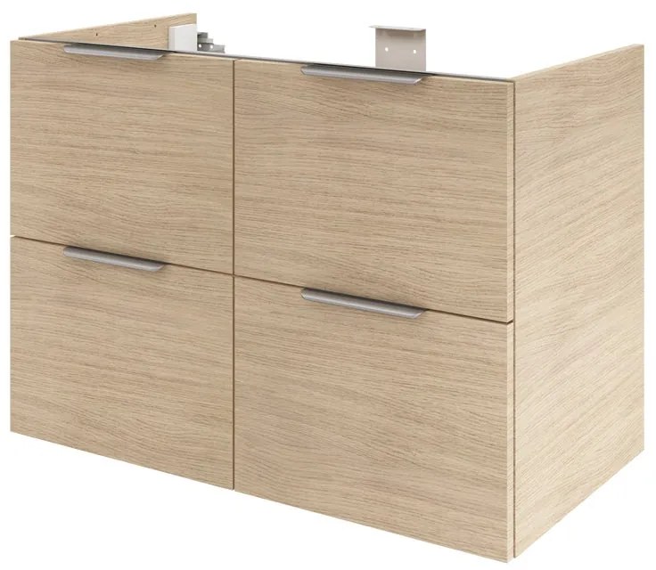 Mobile da bagno sotto lavabo SENSEA Neo rovere lucido L 90 x H 64 x P 48 cm 4 cassetti, lavabo non incluso