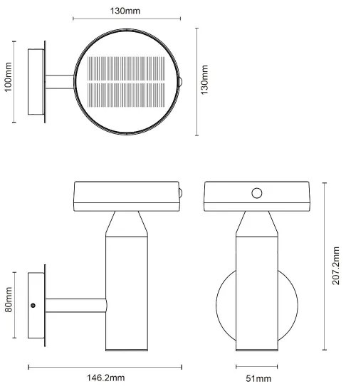 Zuma Line WT33611 - LED Solare muro lampada CARLI LED/4,5W/2000mAh IP44 nero