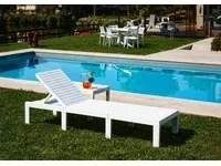 Lettino prendisole Caserta, Sdraio da giardino regolabile, Lettino da esterno, 100 % Made in Italy, Cm 195x65h78, Bianco