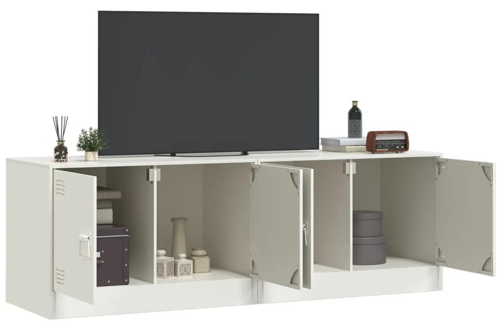 Mobili tv 2 pz bianchi 67x39x44 cm in acciaio