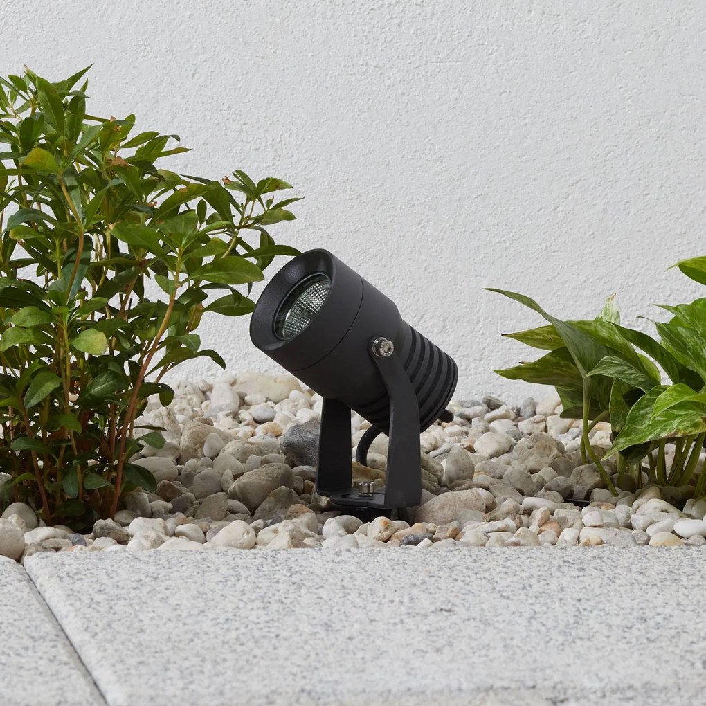 Lucande Faretto da esterno a LED Jon, picchetto, regolabile, IP65 Jon, Alluminio / Grigio / Zincato, Alluminio, Moderno