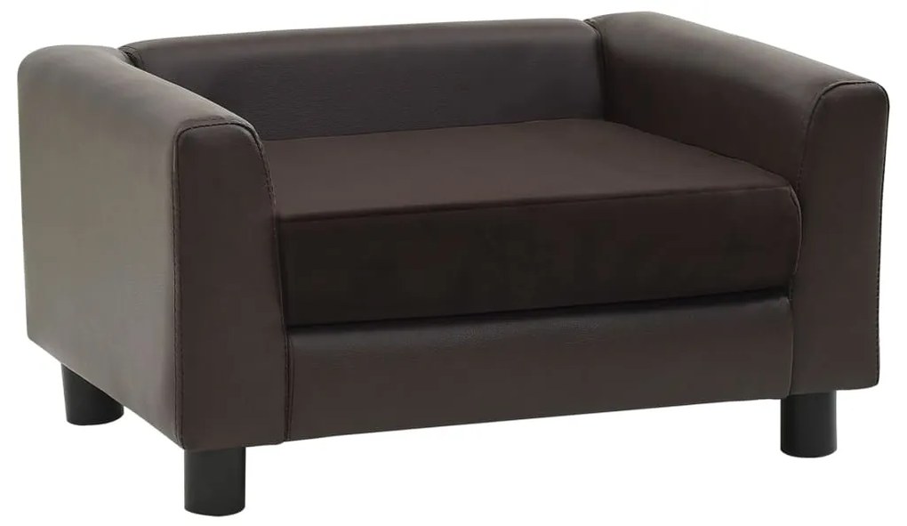 Divano per cani marrone 60x43x30 cm in peluche e similpelle