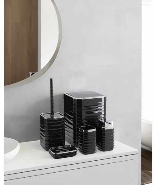 Set da bagno WAVE 5 pz nero/cromo