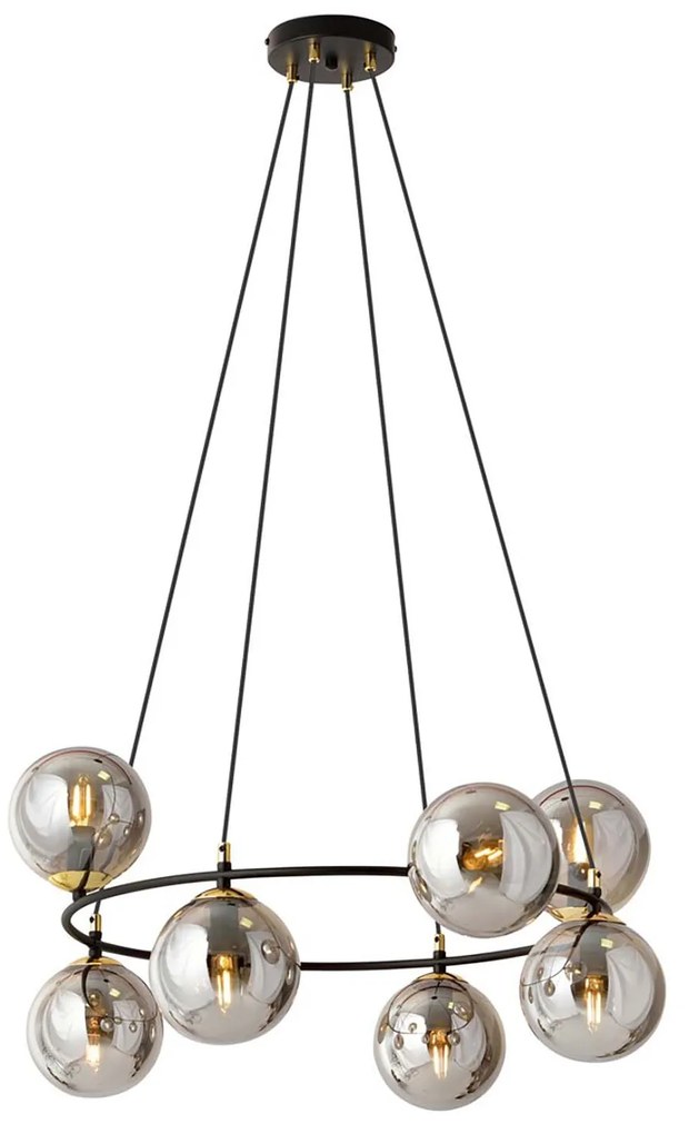 Lampadario Minimal Tiamat Acciaio Nero Oro Grigio 7 Luci E14 Ip20