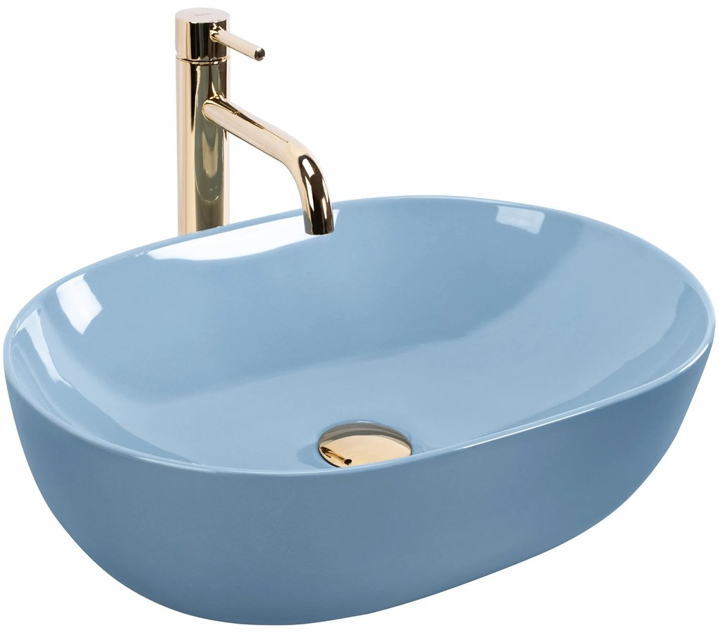 Lavabo da appoggio Rea LISA L.BLUE SHINY