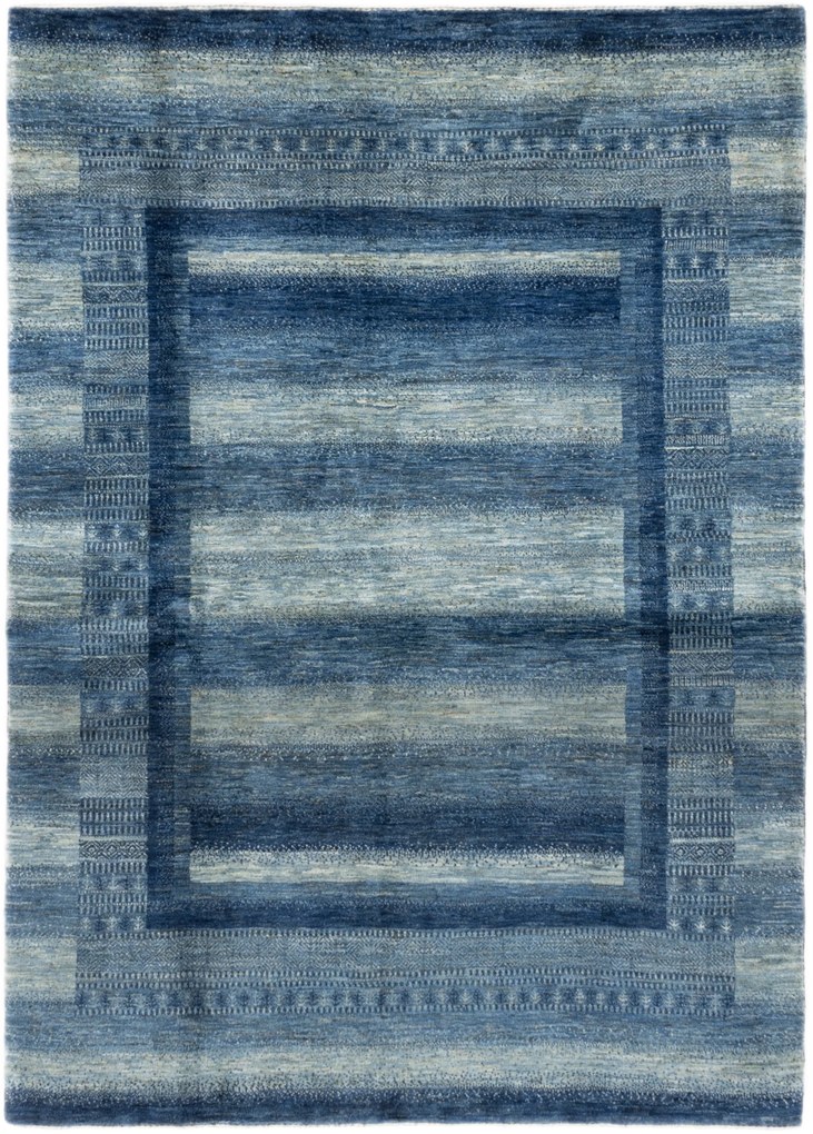 Loribaft Tappeto 150 x 210 Blu (Iran) Annodato A Mano