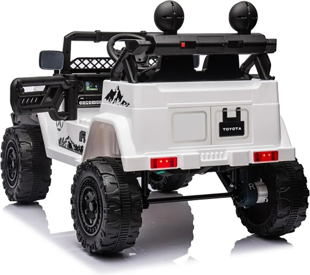 Macchina Elettrica per Bambini Fuoristrada Toyota Fj Cruiser 12V Telecomando Ruote in Gomma e Sedile in Pelle Bianco...