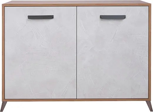 Madia in legno 107 cm a 2 ante Cemento Chiaro e struttura Noce Chiaro - LAELA