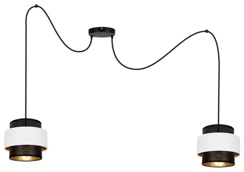 Lampadario a sospensione con filo NESS 2xE27/60W/230V ragno nero/bianco
