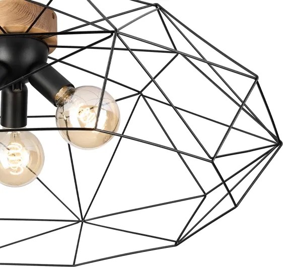 Brilagi - Plafoniera WOODY BASKET 3xE27/60W/230V Ø 80 cm rovere