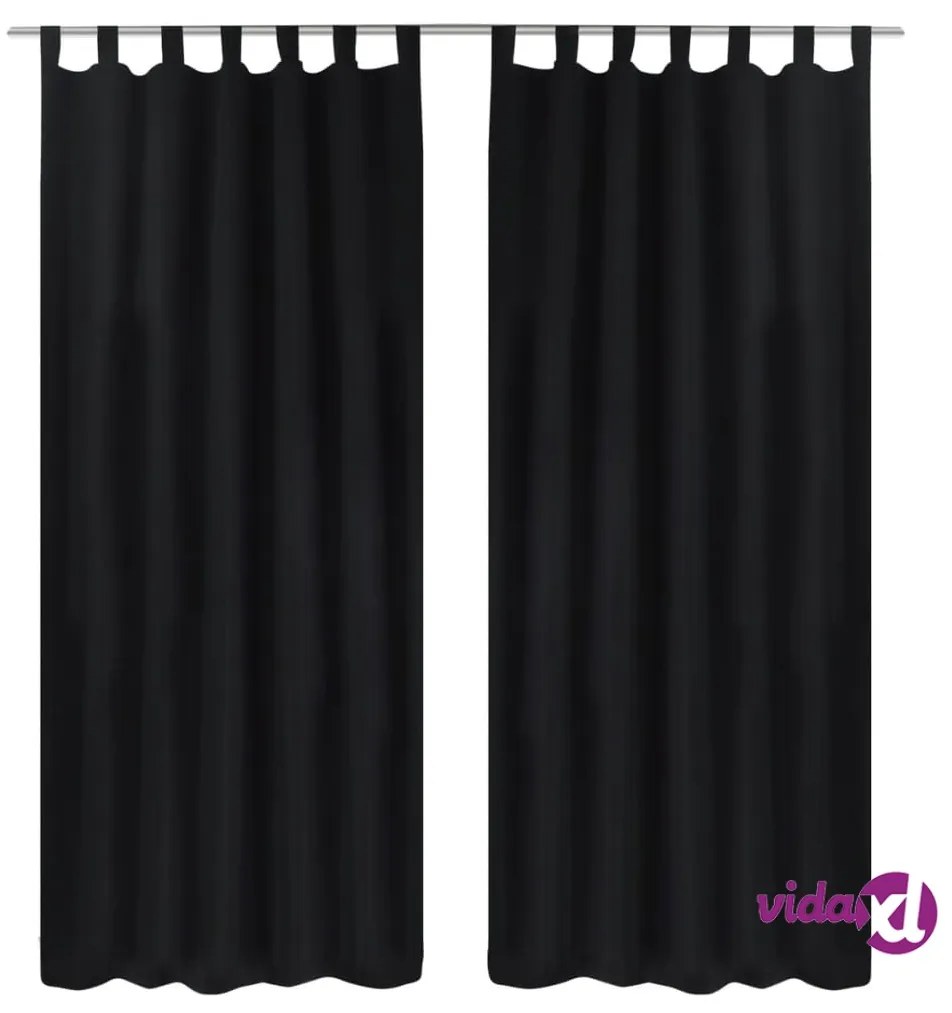 vidaXL Tende Micro-Raso Nere 2 pezzi con Occhielli 140 x 175 cm