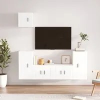 Set di Mobili Porta TV 5 pz Bianco in Legno Multistrato 3188582