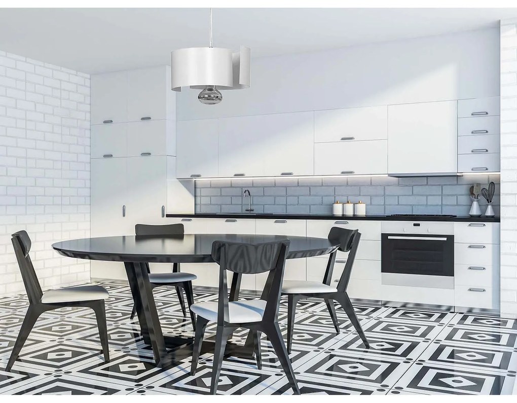 Sospensione Moderna 1 Luce Houyi In Acciao Bianco E Cromo