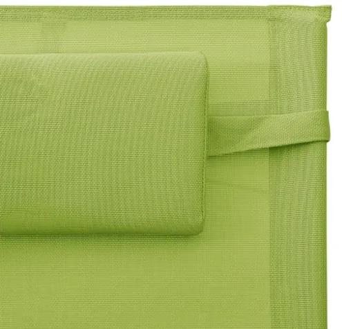 Lettino Prendisole in Textilene Verde e Grigio