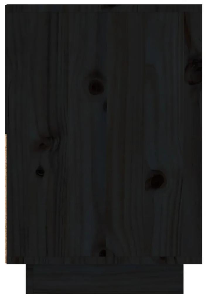 Comodino nero 60x34x51 cm in legno massello di pino