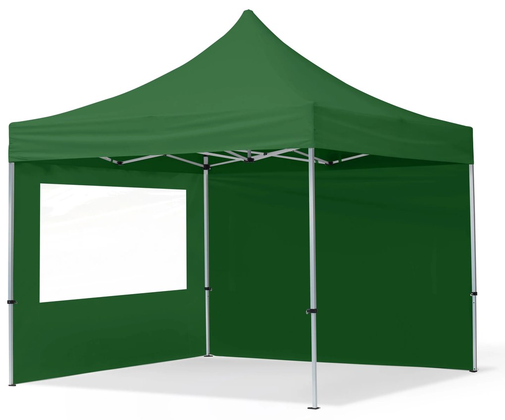 TOOLPORT 3x3m gazebo pieghevole con laterali (finestre panoramiche), ECONOMY alluminio, verde scuro - (59007)