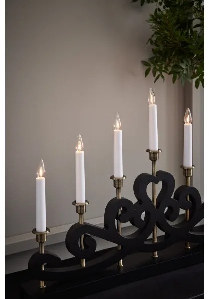 Markslöjd 705966 - Candelabro natalizio NIGHTFALL 7xE10/3W/230V nero/ottone