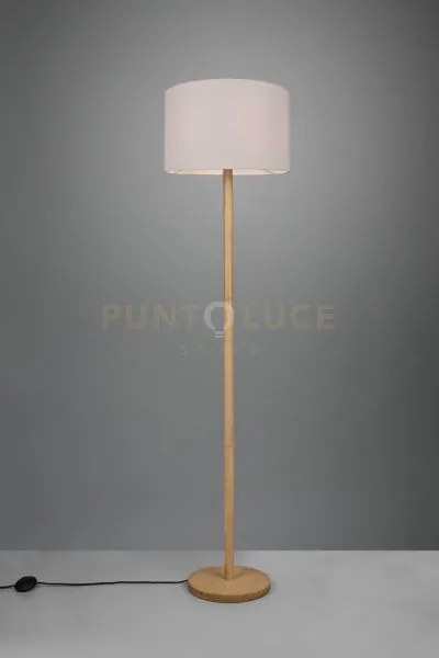Korba piantana base legno naturale con paralume bianco h. 162cm 1 l...