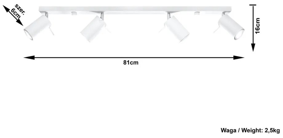 Apparecchio da soffitto bianco 4L Etna - Nice Lamps