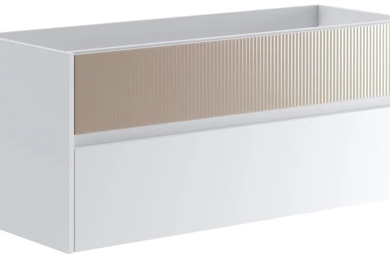 Mobile da bagno sospeso sotto lavabo L 119.5 x H 50 x P 45.5 cm bianco laccato opaco, 2 cassetti VISOBATH Niwa