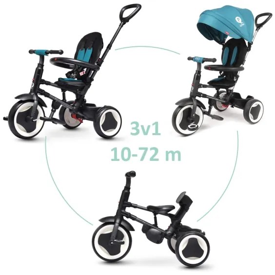 QPlay - Triciclo per bambini 3in1 RITO EVO turchese