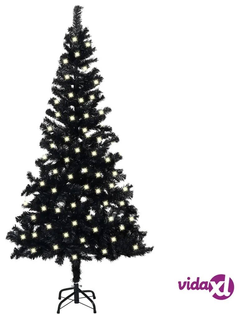 vidaXL Albero di Natale Preilluminato con Supporto Nero 120 cm in PVC
