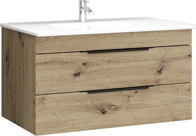 Mobile bagno sospeso 80 cm in rovere naturale spazzolato grezzo | LAC-EFESTO-80 - KAMALU