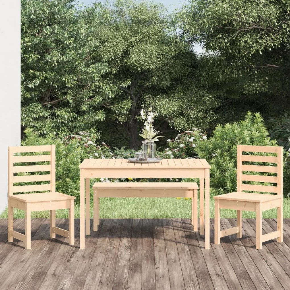 Set Da Pranzo Per Giardino 4 Pz İn Legno Massello Di Pino /