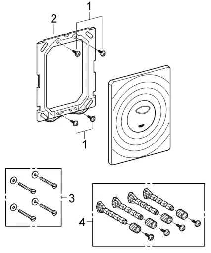GROHE 38861000 - Pulsante di comando SURF 156 × 197 mm, cromo lucido