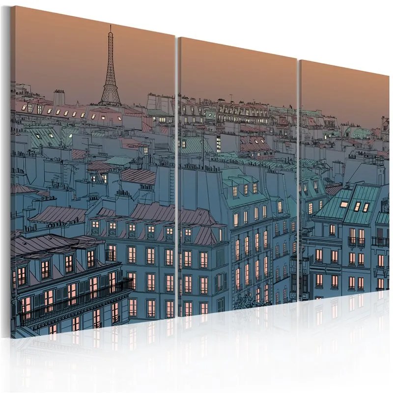 Quadro  Parigi: la citta' va a dormire  Colore Blu, Dimensioni e Misure 90x60