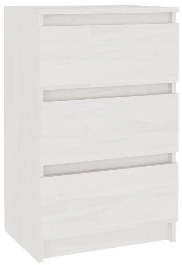 Comodino Bianco 40x29,5x64 cm in Legno Massello di Pino