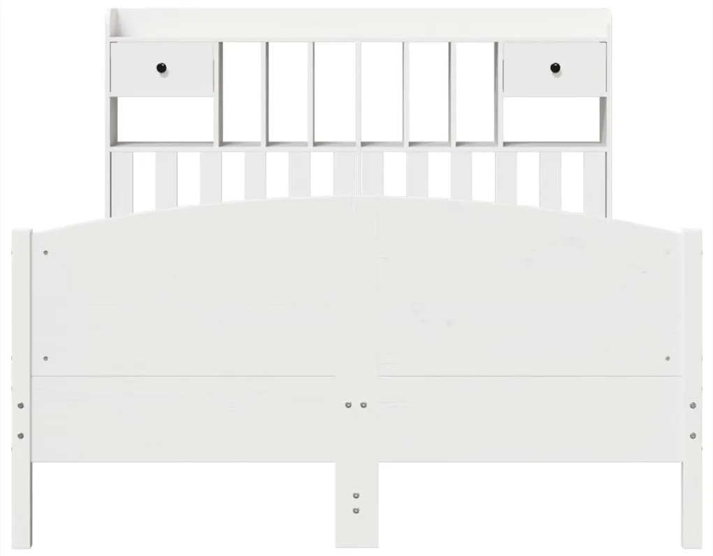 Letto libreria senza materasso bianco 140x190 cm legno di pino