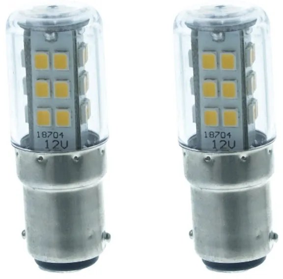 2 Pezzi Lampada Led Barca BA15D Bianco Caldo 12V 24V 4W