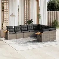 Set Divano da Giardino 9 pz con Cuscini Grigio in Polyrattan 3259547