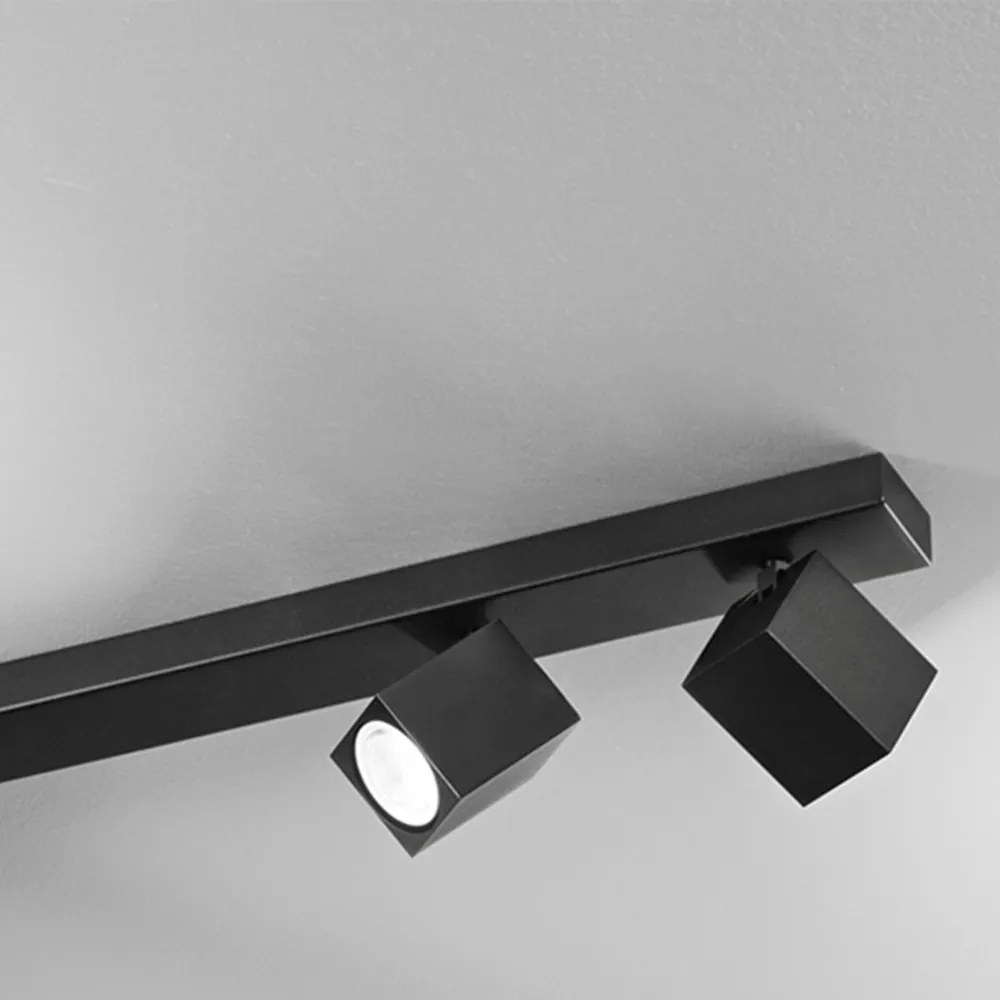 Spot Cubico Moderno Oddy Alluminio Nero 3 Luci Gu10