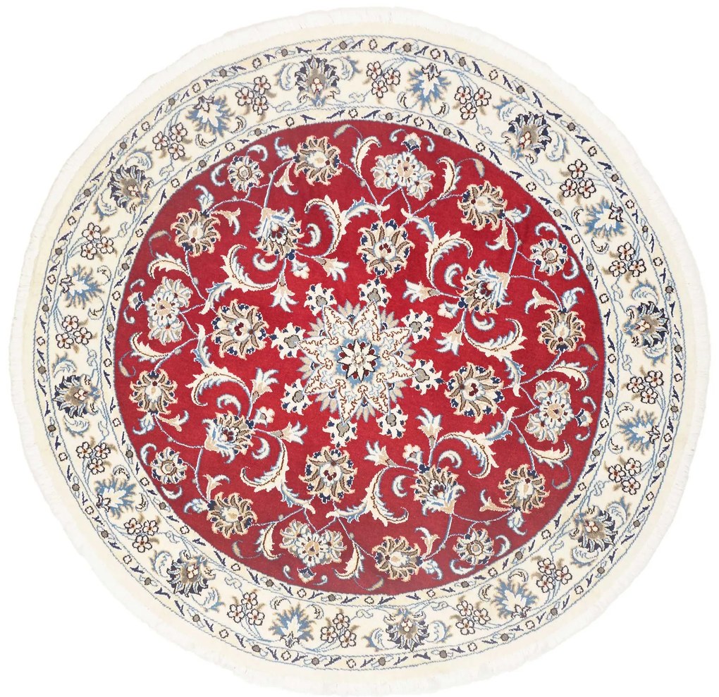 Nain Tappeto 140 x 150 Rosso (Iran) Annodato A Mano