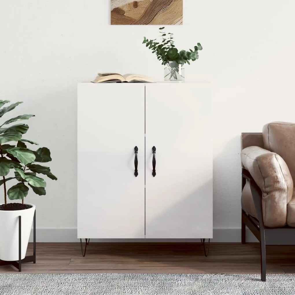 Credenza 69,5x34x90 cm in legno multistrato bianco lucido