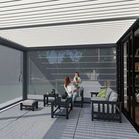 Pergola bioclimatica Ombréa addossata 4x6M in alluminio