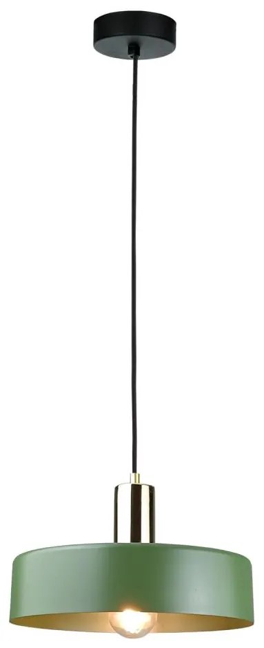 Lampadario a sospensione con filo HAKI 1xE27/60W/230V verde/nero/cromo lucido