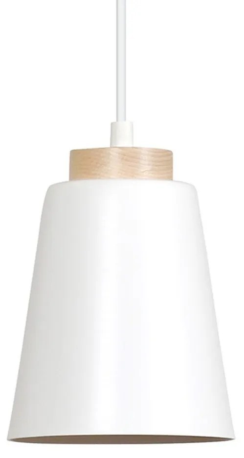 Lampadario a Sospensione in Acciaio e Legno BOLERO White